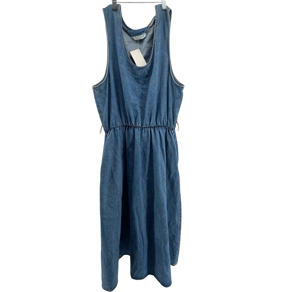 Willowridge Women's Dress Sleeveless Blue Cotton Vintage 1990s 12